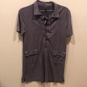 4/$25 Cirana faux suede tunic gray pockets XL